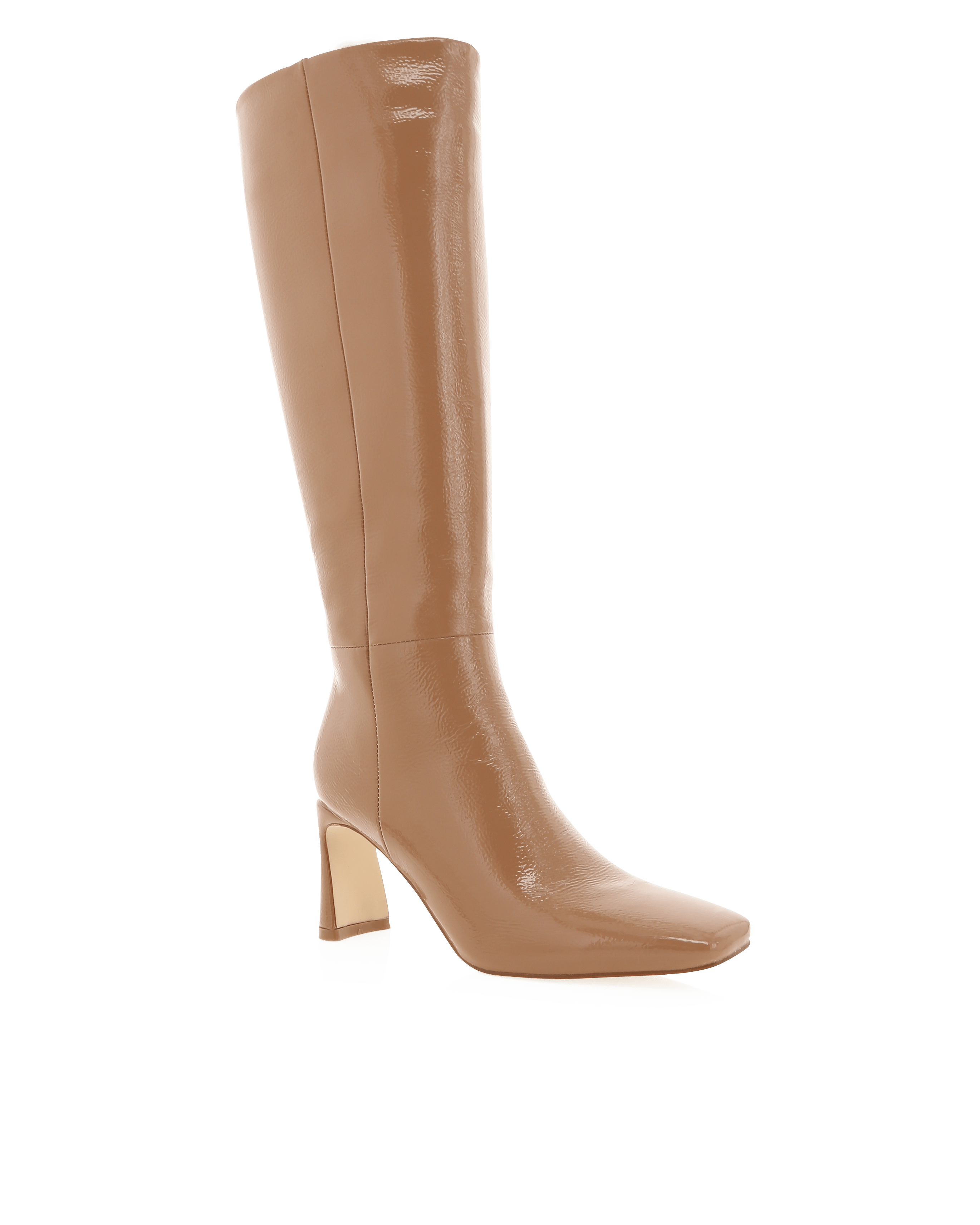 Yasmeen Knee High Boot - Toffee Crinkle Patent 